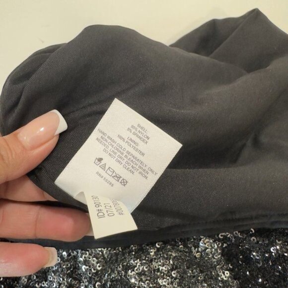 Express Women XS Colorblock Long Sleeves Black Silver Sequin PartyCocktail Dress - Picture 7 of 11